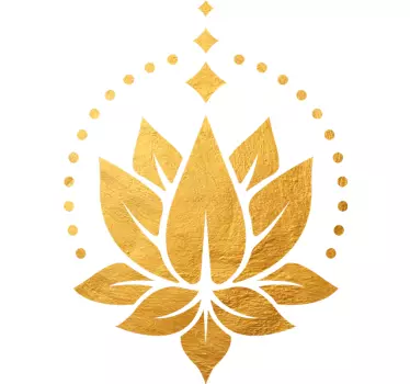 Bloemen muursticker woonkamer gouden lotus - TenStickers