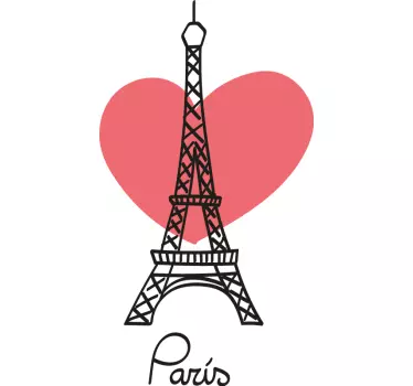 Locatie sticker eiffel tower hart - TenStickers