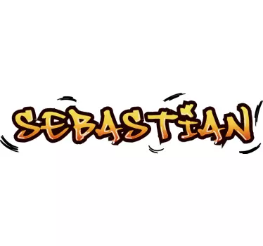 Gepersonaliseerde Oranje en gele graffiti muurstickers  - TenStickers