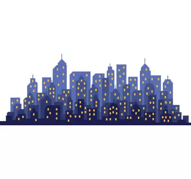 Locatie sticker stadsgezicht silhouet - TenStickers