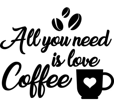 Koffiebonen en kopjes sticker - TenStickers