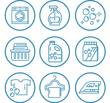 Etalage sticker wasbenodigdheden iconen - TenStickers