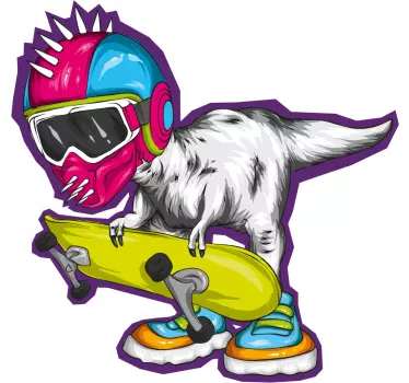 Dino muursticker Dinosaurus schaatser - TenStickers