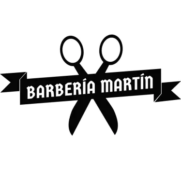 Etalage sticker barbershop schaar logo - TenStickers