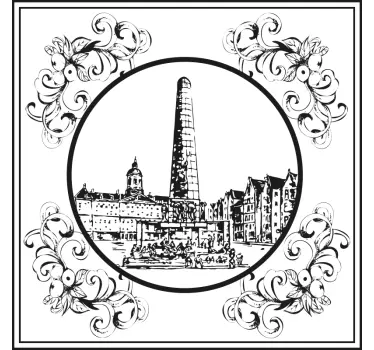 Locatie sticker historische bezienswaardigheden illustraties - TenStickers