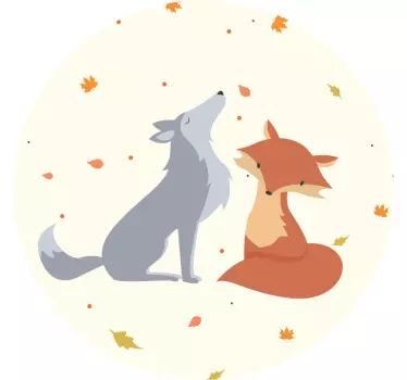 Wilde dieren stickers Vos en wolf muursticker - TenStickers