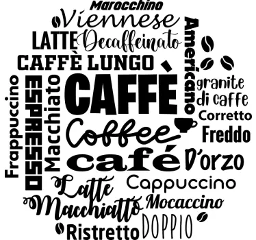 Muurstickers drinken Koffiesoorten - TenStickers