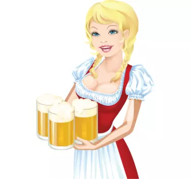 Sticker oktoberfest bier serveerster - TenStickers