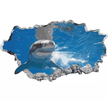 Stickers vissen Haai doorkruisende muur - TenStickers