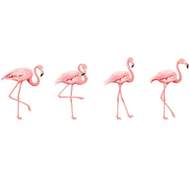 Stickers raam Roze flamingo vogelset - TenStickers