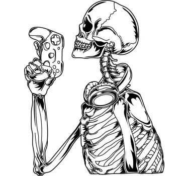 Stickers raam Tattoo ontwerp skeleton gamer - TenStickers