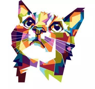 Stickers kunst Splash kleur kleurrijke kat - TenStickers