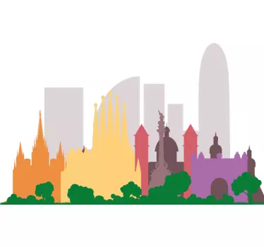 Sticker landen en steden barcelona skyline silhouet - TenStickers