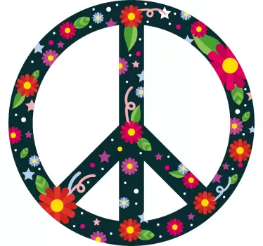 Bloemen stickers Bloem en ster vredesteken - TenStickers