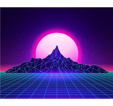 Sticker geometrische vormen neon berglandschap - TenStickers