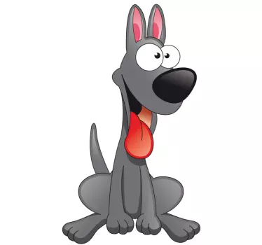 Sticker grijze vrolijke hond - TenStickers