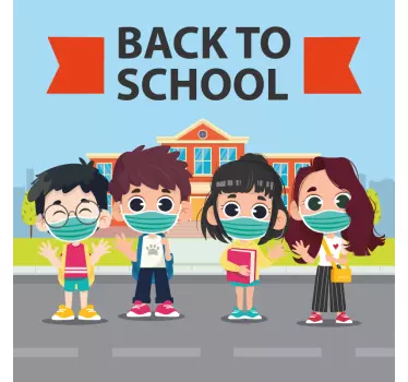 Etalage sticker schoolkinderen illustratie - TenStickers