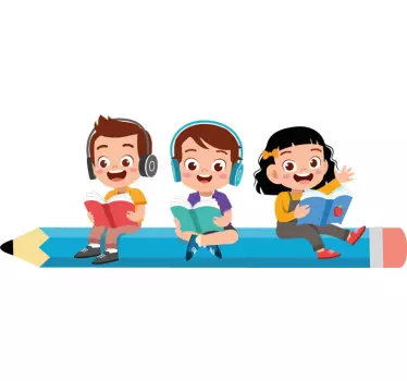 Etalage sticker kinderen samen lezen - TenStickers