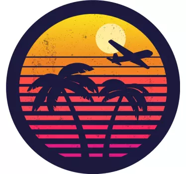 Camper sticker  Oranje retro palmen - TenStickers