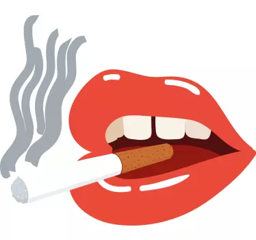 Urban muurstickers Jaren 70 rokende rode lippen - TenStickers