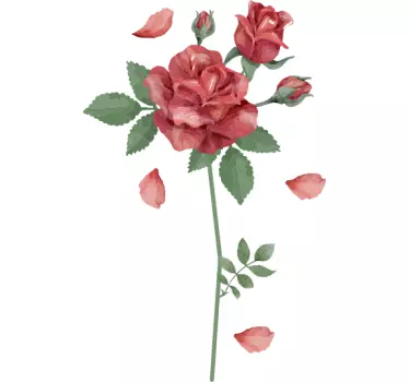 Bloemen muursticker roos rood - TenStickers