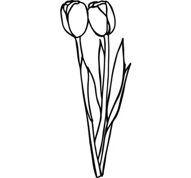 Bloemen muursticker Twee getekende tulpen - TenStickers