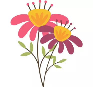 Bloemen muursticker paars roze - TenStickers