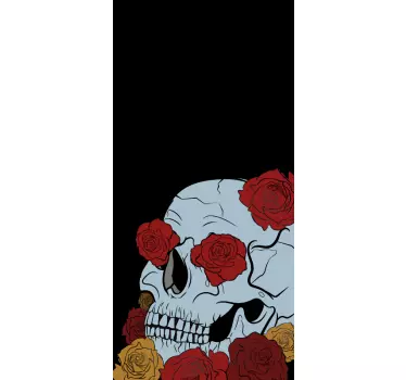 Huawei sticker skull rozenpatroon - TenStickers