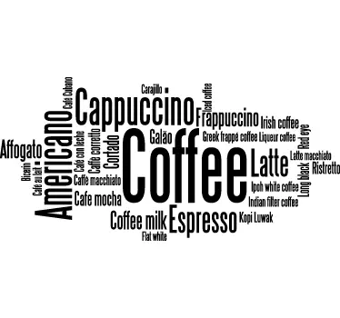 Muursticker keuken koffie in verschillende talen - TenStickers