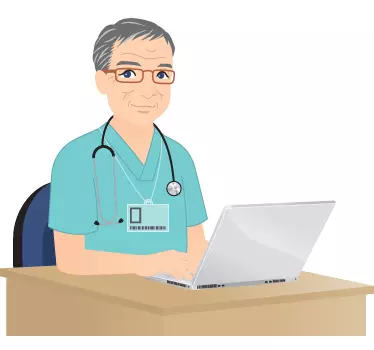 Dokter laptop muursticker - TenStickers