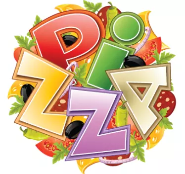 Muursticker kind tekst pizza - TenStickers