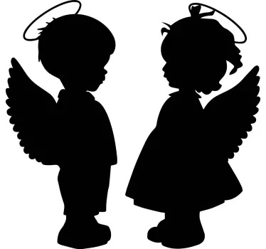 Krijtbord sticker engel silhouetten paar - TenStickers