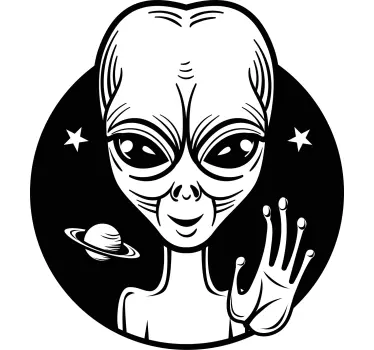 Autosticker alien personage groet - TenStickers