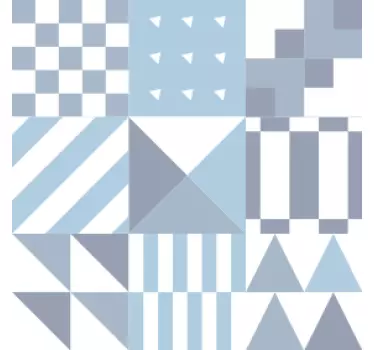 Blauw badkamerontwerp sticker geometrische vormen - TenStickers