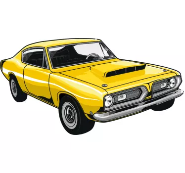 Vintage geel auto sticker - TenStickers