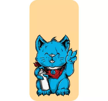 Vrolijke kattenillustratie iPhone sticker - TenStickers