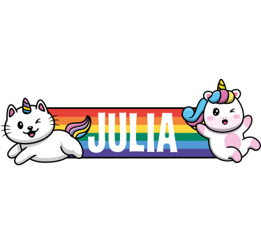 Fiets sticker regenboog met eenhoorn kat - TenStickers