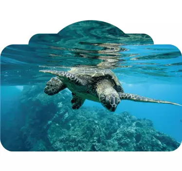 Sticker bed hoofdeinde serene zwemmende schildpad - TenStickers