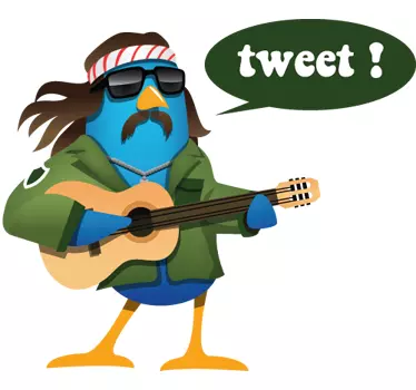 Hippie Tweet Twitter vogel laptop sticker - TenStickers