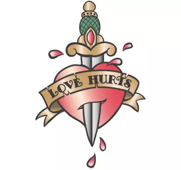 Sticker Tattoo love hurts - TenStickers
