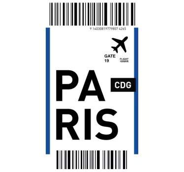 Iphone sticker vlucht ticket parijs - TenStickers