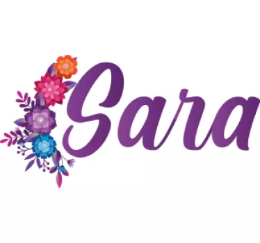 Fietssticker naam met bloemen - TenStickers