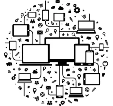 Media cirkel technologie sticker - TenStickers