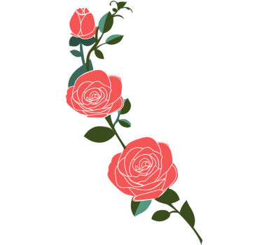 Bloemen muursticker woonkamer roze rozen - TenStickers