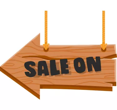 Houten verkooppijl etalage sticker - TenStickers