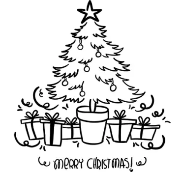 Muursticker kerstboom tekst Merry Christmas - TenStickers