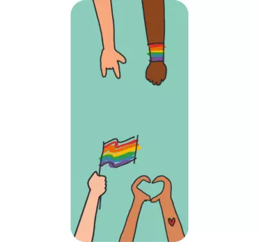 Regenboog handen iPhone sticker - TenStickers