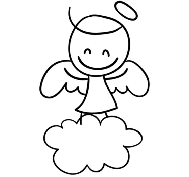 Sticker tekening engeltje op wolk - TenStickers
