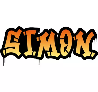 Stickers drukken Zwarte achtergrond met oranje graffiti naam - TenStickers