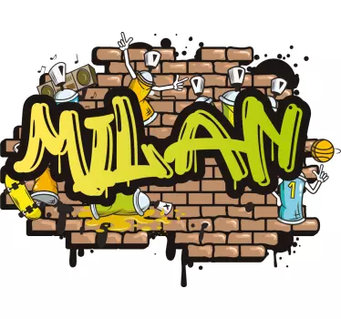 Muursticker bakstenen graffiti met naam - TenStickers